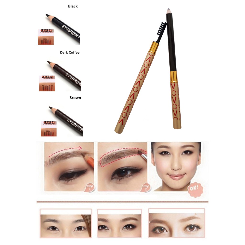 Pensil Alis Tahan Lama Kualitas Tinggi dengan Brush Eye Brow Pencil with Brush Waterproof Import