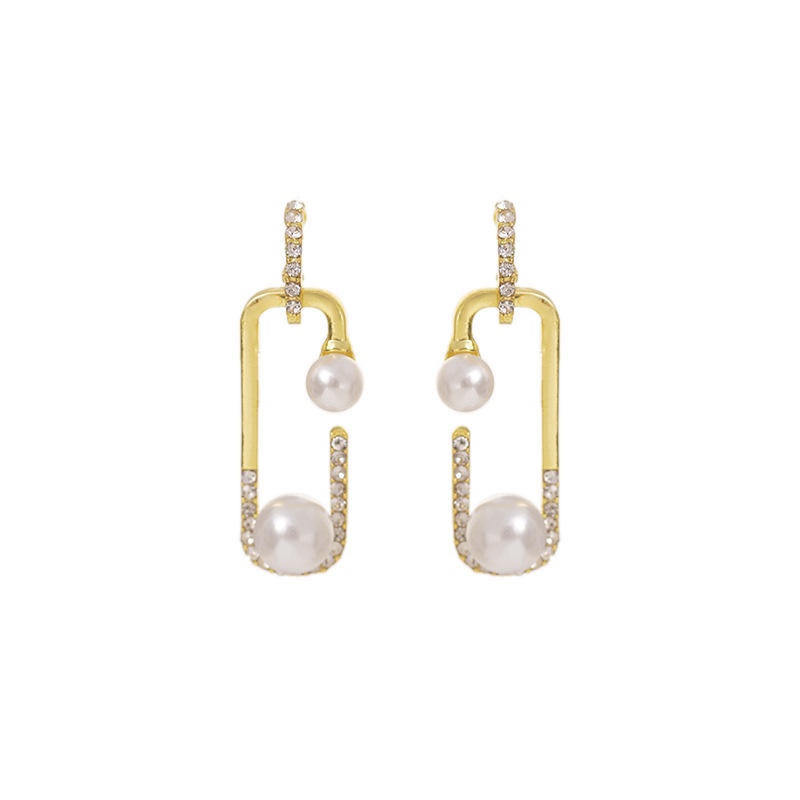 Sterling silver jarum Korea pin rhinestone Mutiara desain fashion bermartabat gaya murah hati anting