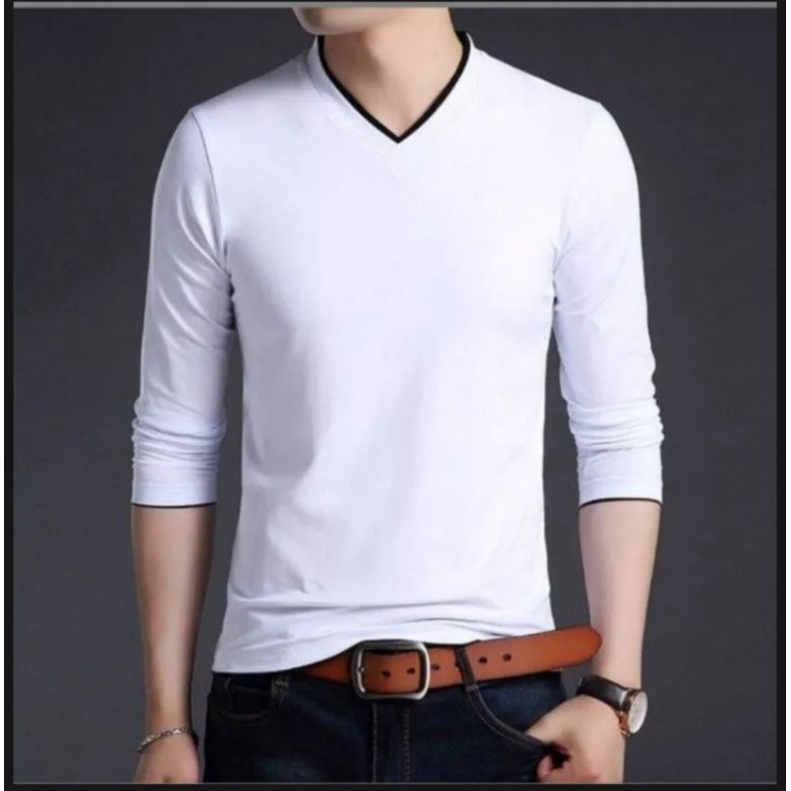 kaos pria/ kaos oblong pria/ v double pria/ kaos v neck/ kaos pria lengan panjang/ kaos v neck lenga