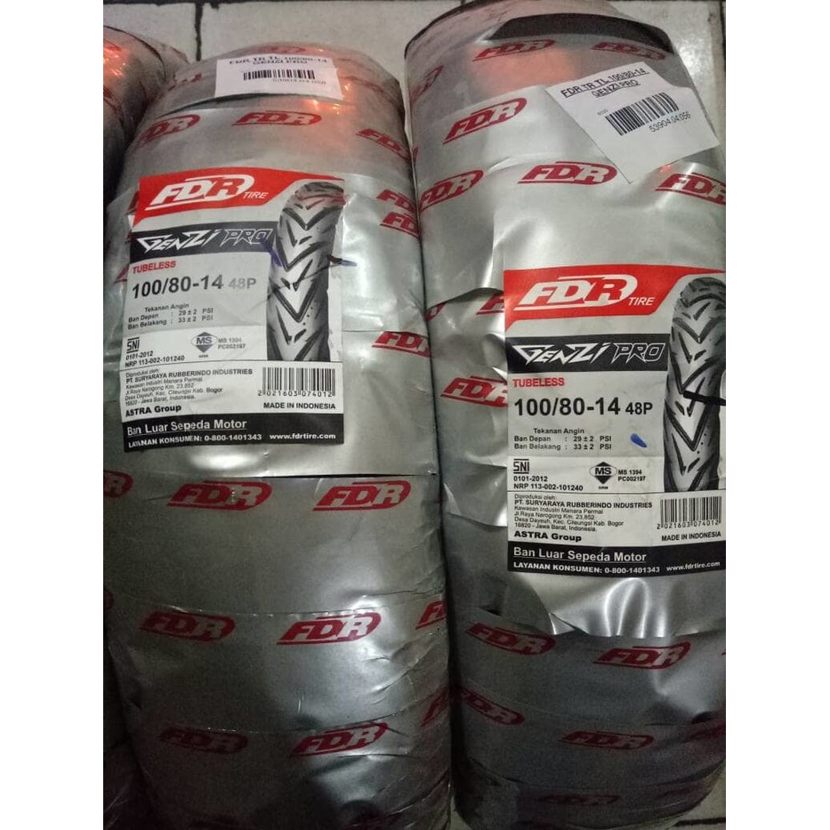  ban  luar fdr  100 80 14 genzi  pro  tubeless Shopee Indonesia