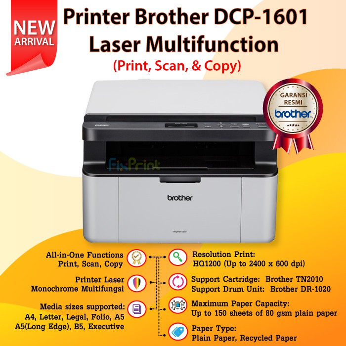 Printer Brother Laser Print Scan Copy dcp1601 dcp-1601 DCP1601 DCP 1601 Laserjet Garansi Resmi