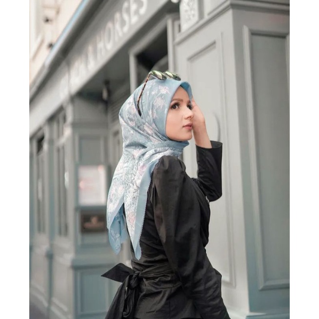 SALE HIJAB / BS BIRU / COD / KERUDUNG VOAL MOTIF / SEGI EMPAT VOAL / JILBAB TERBARU / LASER CUT