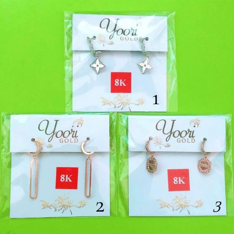 Anting klip van cleef white gold putih, branded yoori HWT kadar 375 8 k