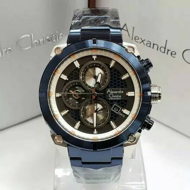 JAM TANGAN PRIA ALEXANDRE CHRISTIE AC 6490 SILVER BLUE