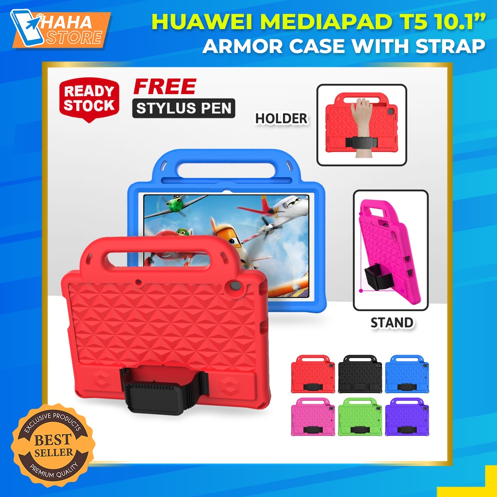 Huawei Mediapad T5 10.1 inch Protective Case Softcase Tablet Tali Strap Casing Stand Kesing EVA Foam