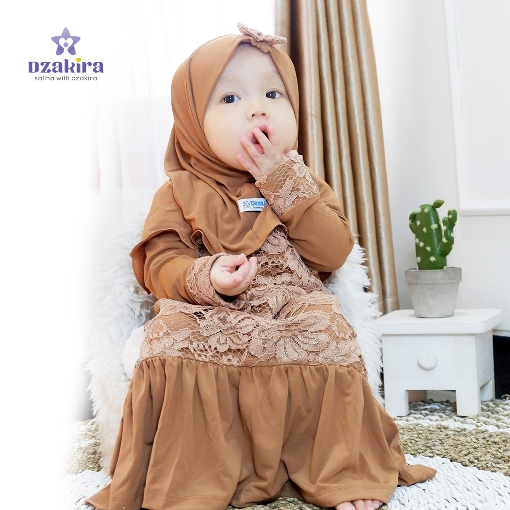 GAMIS BAYI 0-2thn BRUKAT KHALISA MOCCA JERSEY TWIST PREMIUM ORIGINAL by DZAKIRA