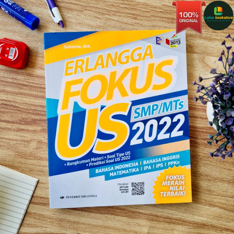 Erlangga Fokus US SMP 2022 - Matematika Indonesia Inggris IPA IPS PPKN - Buku Erlangga Original-0
