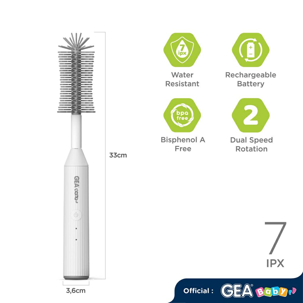 Gea Baby Silicone Bottle &amp; Nipple Brush (GEB-100) - Sikat Botol