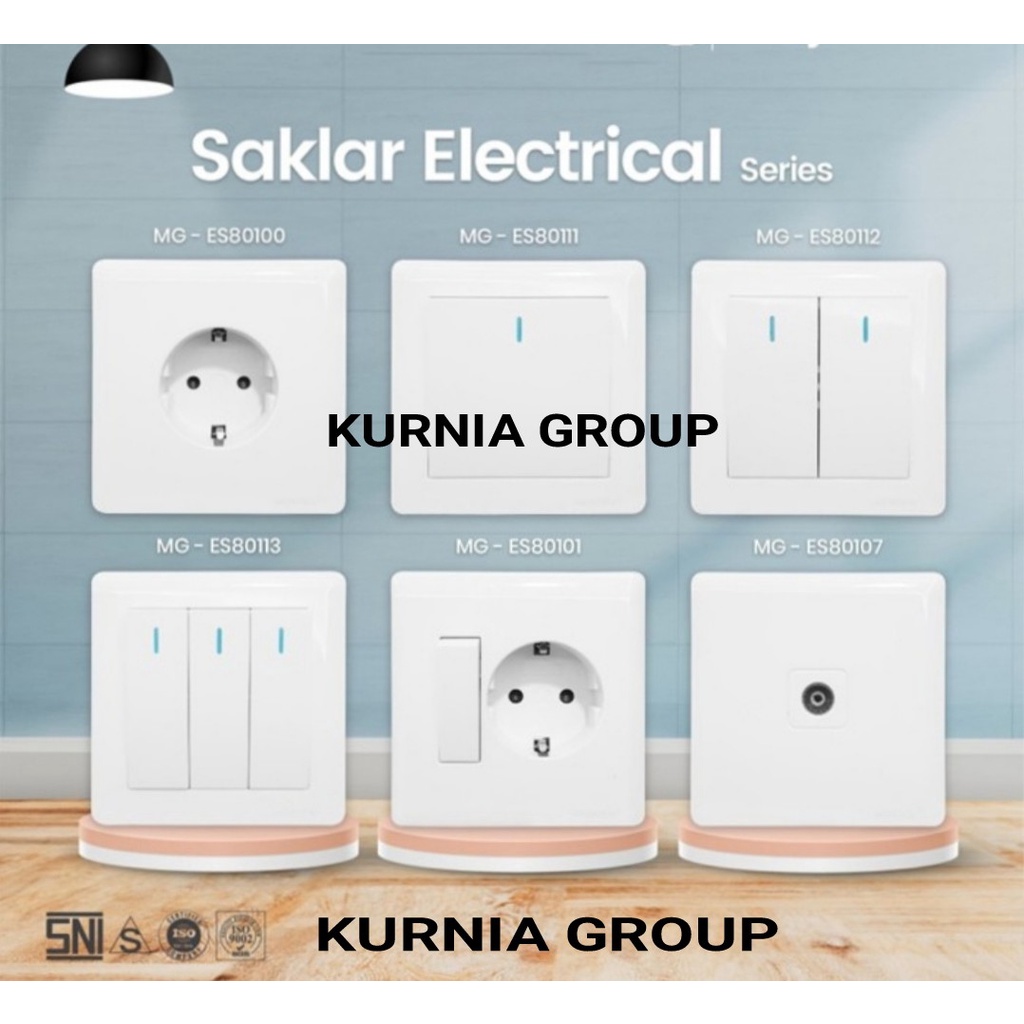 MORGEN Saklar Seri Stop Kontak Engkel Putih SLIM Inbow Saklar Dobel Isi 2 MEWAH Tanam Tembok Kualitas Bagus Full Kuningan 2 Gang 1 Way Duoble Switch Strip Nyala Radium Fosfor Pencetan Satu Dua Klik Lampu In Bow Desain Modern Warna Putih Socket Tv Stop+ CP