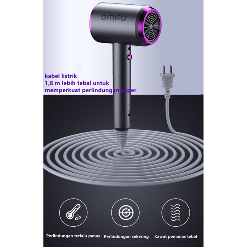 Omfu Hair dryer 450W professional alat salon kecantikan hair dryer low watt pengering rambut dyson Konversi panas dan dingin Perawatan Rambut Suhu Konstan