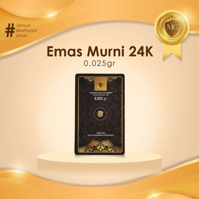 MiniGold 0,025 gr | Logam Mulia | Emas Murni 24 Karat + KWITANSI RESMI