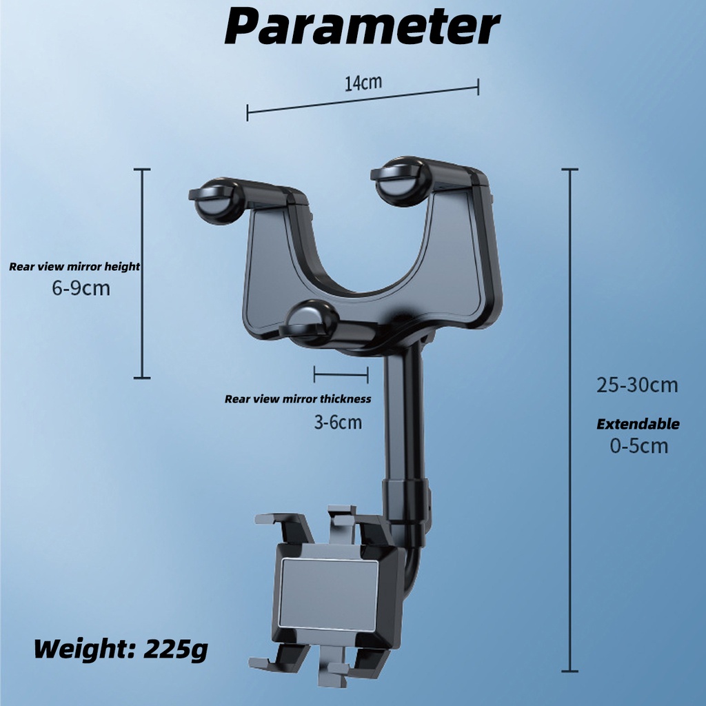 Bracket Dudukan Handphone Multifungsi Rotasi 360 Derajat Untuk Kaca Spion Tengah Mobil