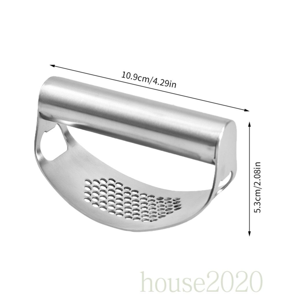 [HOUSE2020]Garlic Crusher Stainless Steel Manual Garlic Press Squeezer Curved Masher with Handle Kitchen Gadget