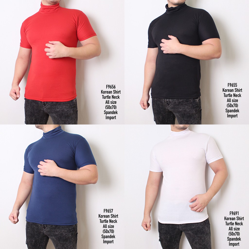 Kaos Casual Pria Turtle Neck Lengan Pendek Polos Kaos Kaos Casual Pria Turtle Neck Lengan Pendek Polos Kaos