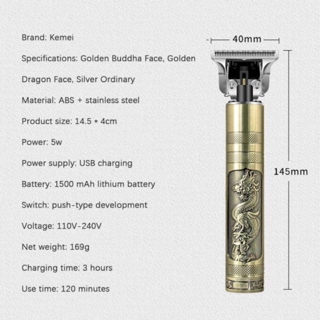 Kemei 1974C kemei detailer sekeleton naga gold trimmer cordless