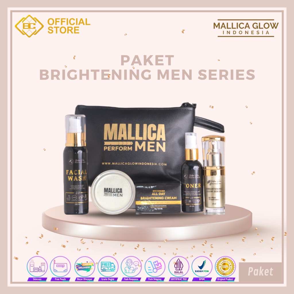 [Bakung Cosmetics] Mallica Glow Paket Brightening Men Series/ Skincare/ Perawatan Kulit Wajah Pria (COD)