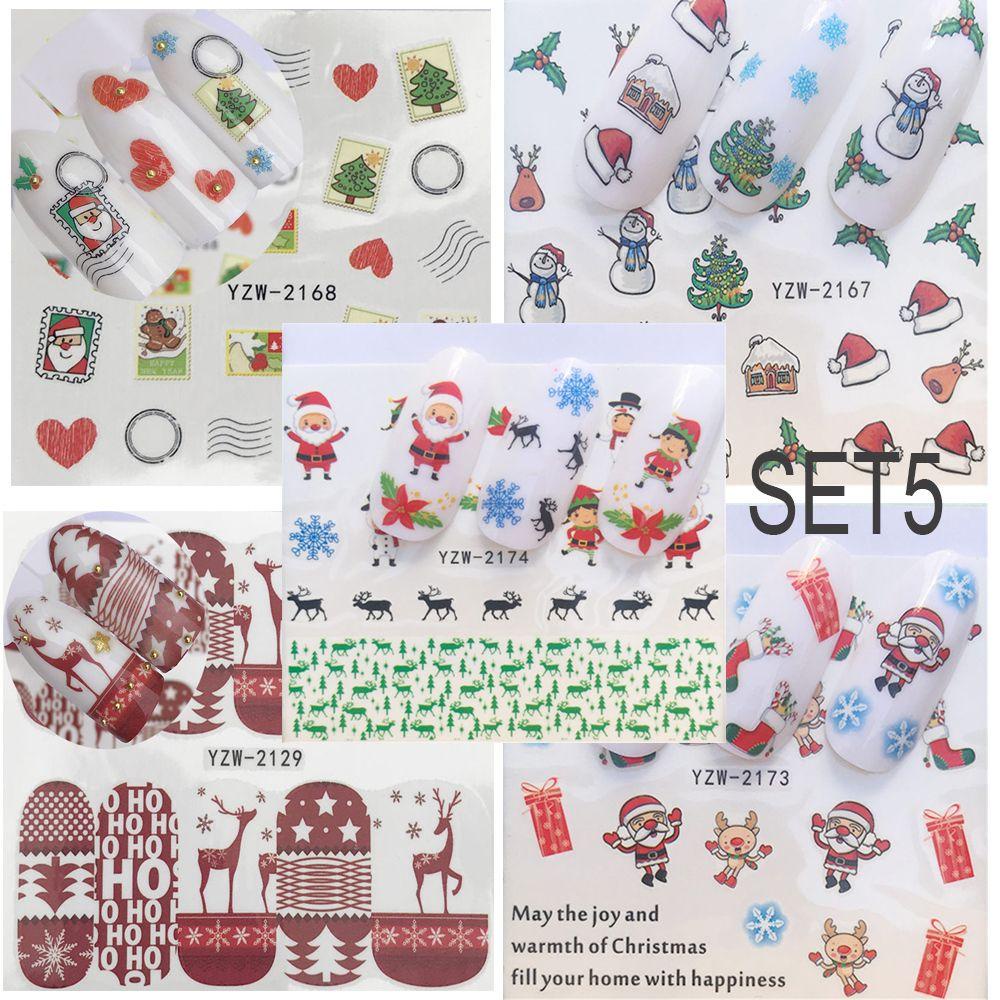 Solighter Nail Art Stiker Hadiah Kecantikan Santa Claus Snowflakes Dekorasi Stiker