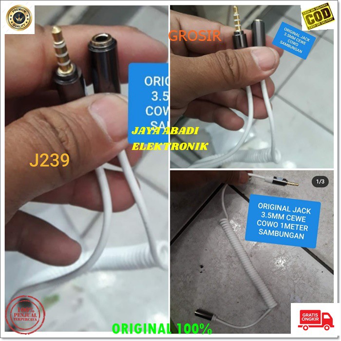 J239 AUX EXTENSION SAMBUNGAN JACK JEK AUDIO 3.5MM SOUND SISTEM CABLE SPRING SPIRAL HP HANDPHONE MUSIK MUSIC SUARA HEADSET HEADPHONE UNIVERSAL SAMBUNGAN JEK AUDIO ADAPTER FEMALE AUX HANDSFREE MIC DIAMETER KABEL 4MM HARGA TERJANGKAU TETAP BAGUS