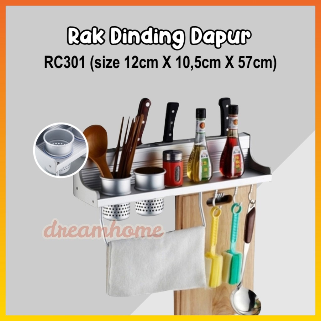 Grosir Rak Dapur Gantung Aluminium 60 & 40cm Tempat Bumbu Alat Dapur Serbaguna omnwgWT6MMVrBY