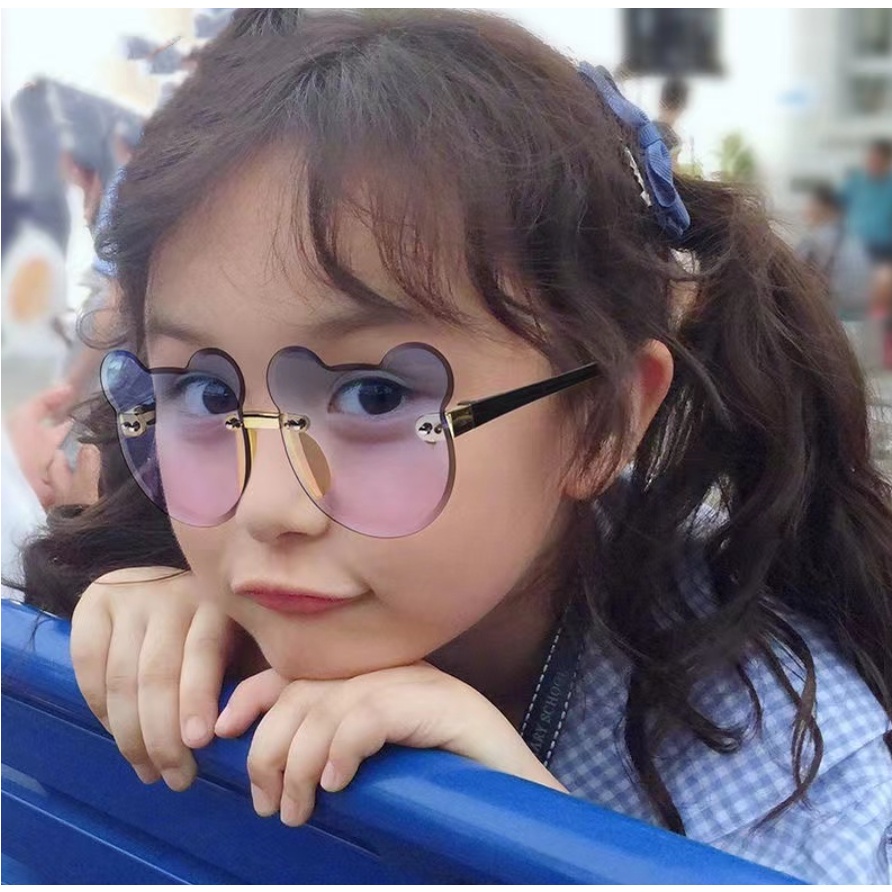 BAJ KACAMATA BEAR ANAK FASHION KIDS 1 - 8 TAHUN KOREA Kacamata Hitam Anak New Trend Fashion Anak Terbaru NO frame Titanium Telinga Beruang High Quality KC025