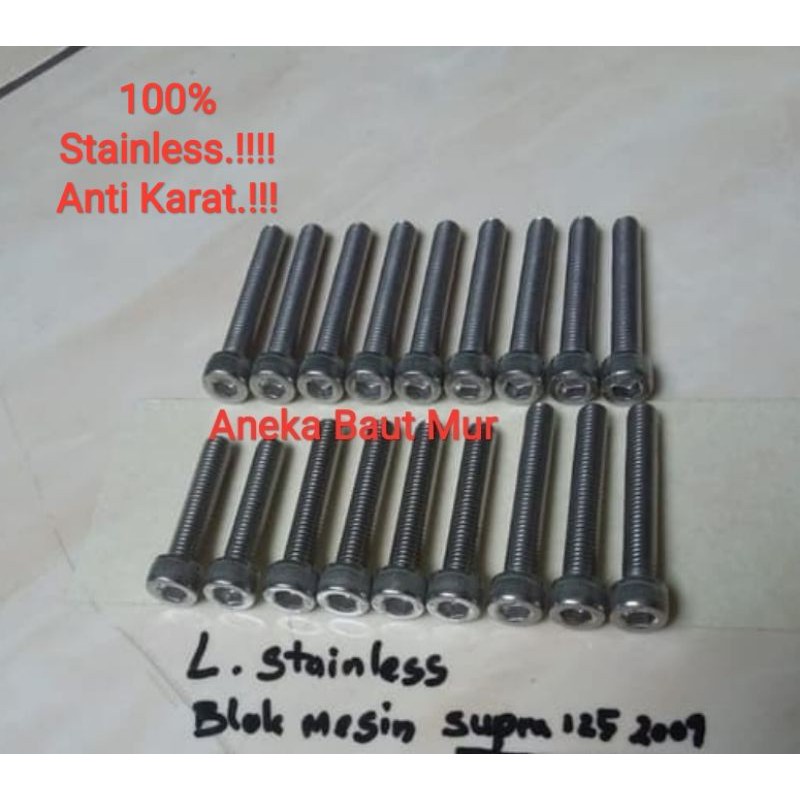 Baut L Stainless Blok Mesin Honda Supra x 125