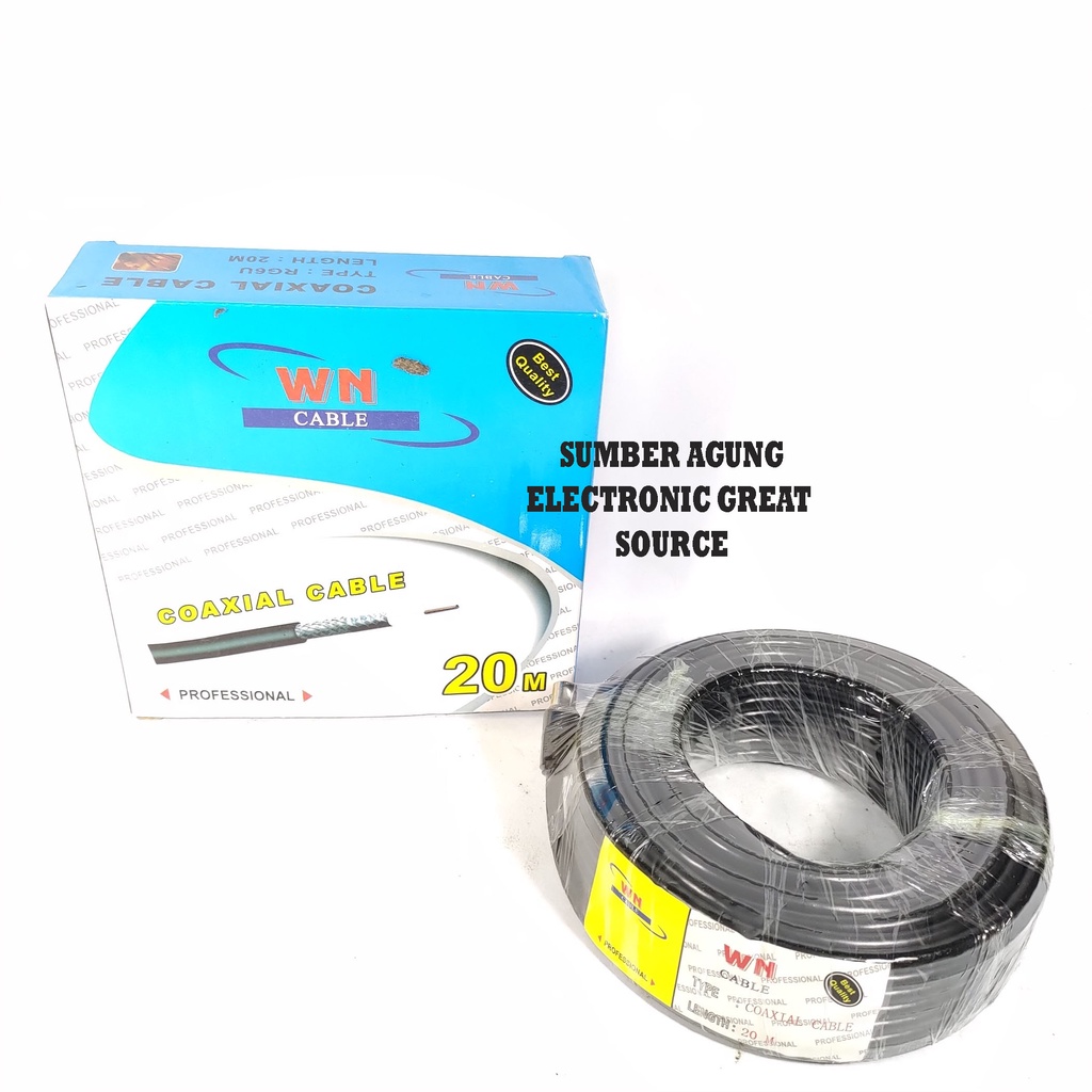 WN Kabel Antena 20M 20 Meter Coaxial Cable Anten Profesional Dengan Dus
