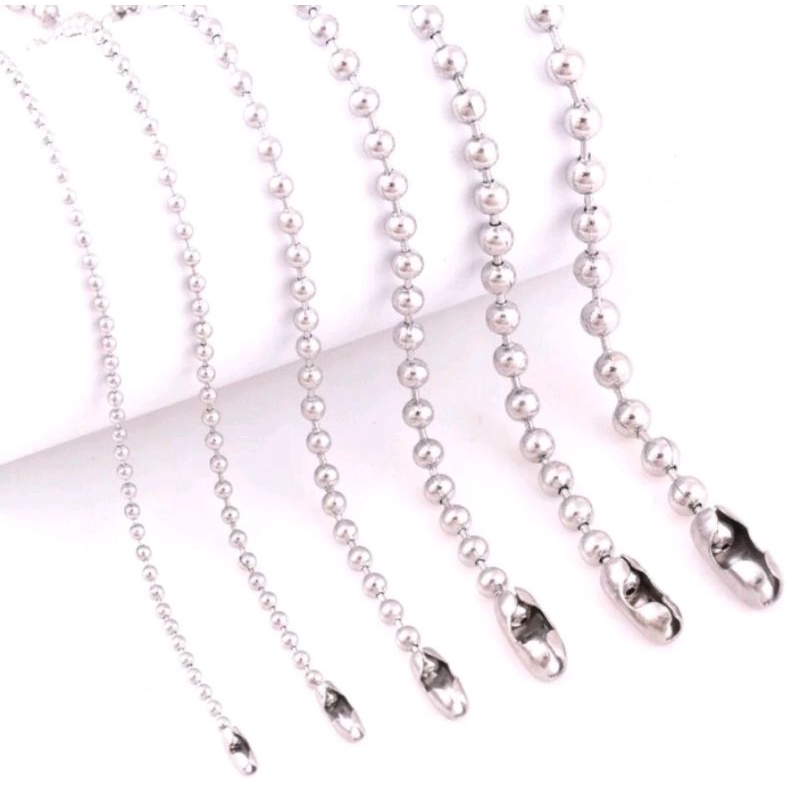 Kalung Titanium Anti Karat Biji Lada Silver// Kalung Pria Wanita