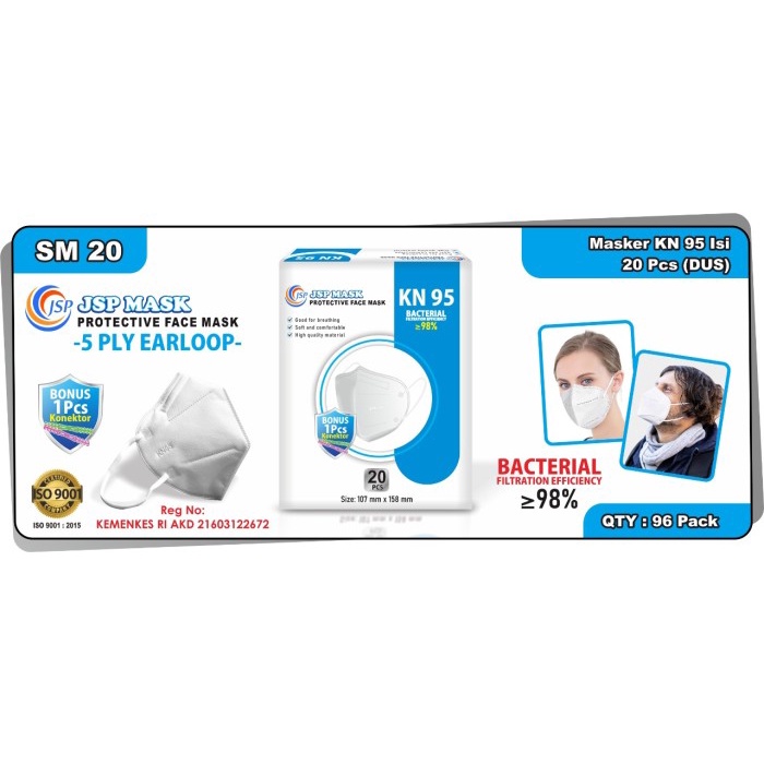 JSP Masker KN95 JSP surgical mask Medis Kemenkes AKD ISI 10 20