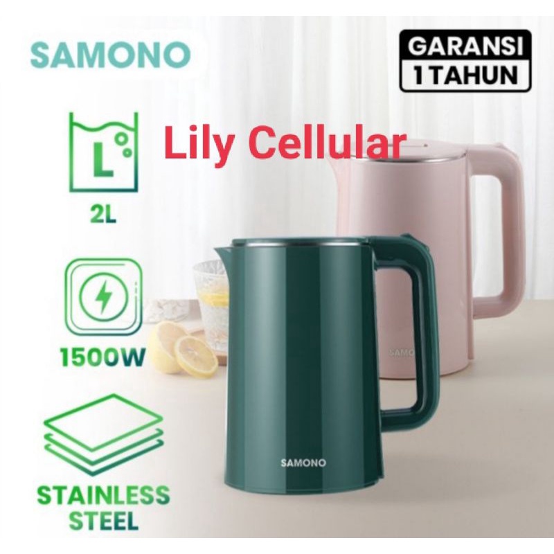 Teko Listrik 2L 1500watt Pemanas Air Stainless Steel Food Grade Samono