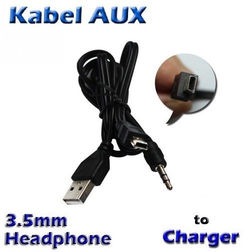 Kabel AUX 2in1 Jack 3.5mm Input Cable Charger Mini USB / Micro USB 5 Pin Untuk jack Speaker Audio Po