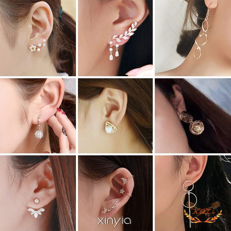 20 Model,Korea Anting Tusuk,Wanita Elegan dengan Hiasan,Kristal Berlian Imitasi