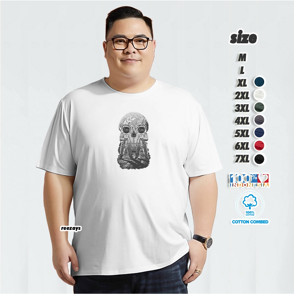 Kaos Jumbo Ukuran M L XL XXL 3XL 4XL 5XL 6XL 7XL Big Size Baju T Shirt Oblong Lengan Pendek Premium 