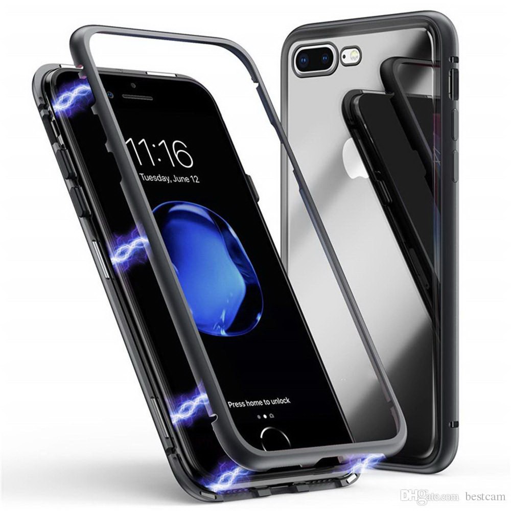Casing Magnetic Glass Iphone 7plus 8plus Case Bahan Metal Casing Magnetic Glass Iphone 7plus 8plus Case Bahan Metal