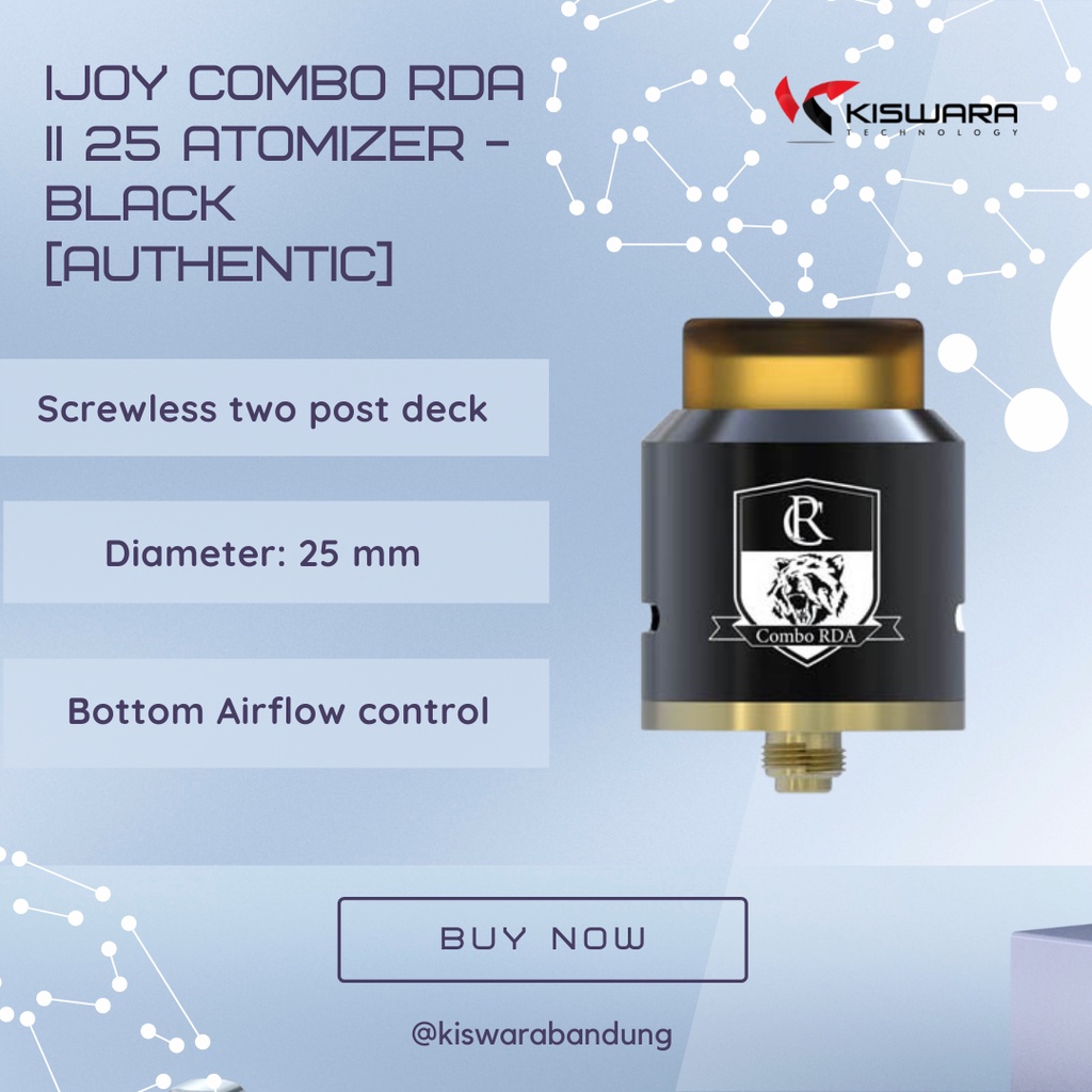 IJOY Combo RDA II 25 Atomizer - BLACK [Authentic] KiswaraBandung