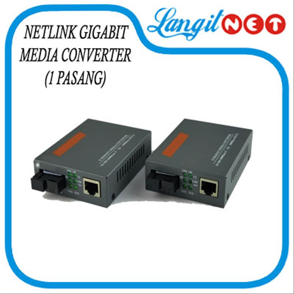NETLINK 10/100M/1000M SINGLE MODE GIGABIT FIBER OPTIC ETHERNET MEDIA CONVERTER