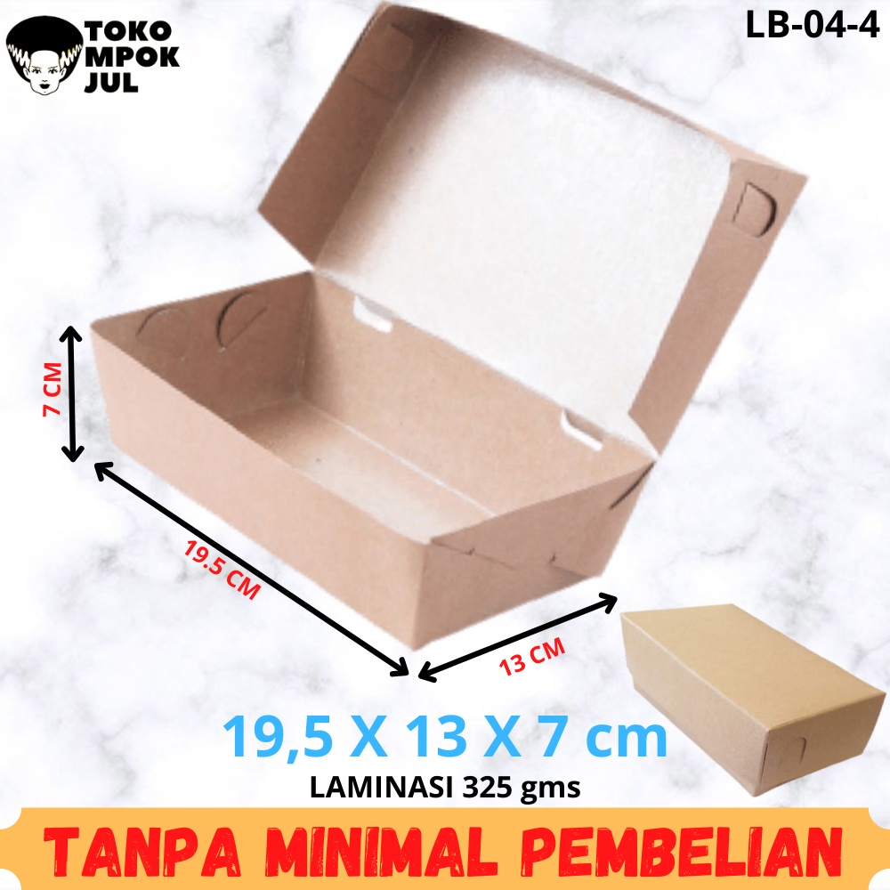 

TANPA MINIMUM - Kotak Lunch Box Makanan Dus Nasi Mie Spageti Wadah Snack Kentang 19,5x13x7 cm Laminasi