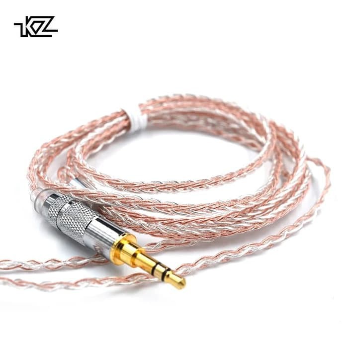 KZ 8 Core Copper Silver Upgraded Cable 0.75mm 2 Pin zs10 zsn type B - Type A