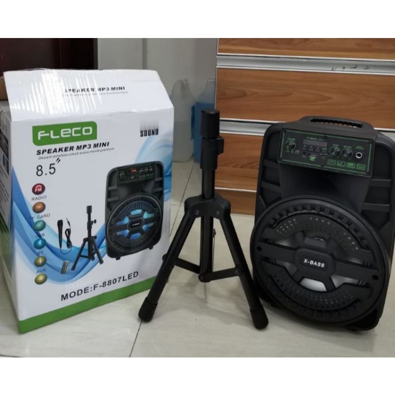 Speaker Bluetooth Fleco 8,5Inchi F8805/8806/8807 Bonus stand/Salon Aktif Wireless Multimedia Radio