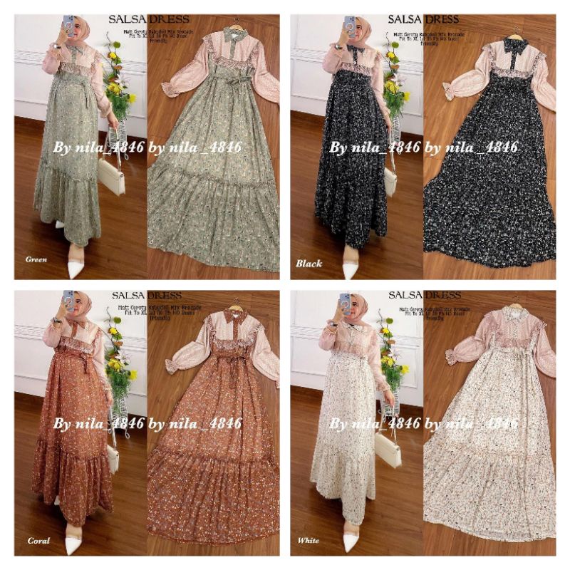 SALSA DYANA AMELIA DRESS CERUTY MIX BRUKAT MALIKA GAMIS MAXY WANITA DEWASA