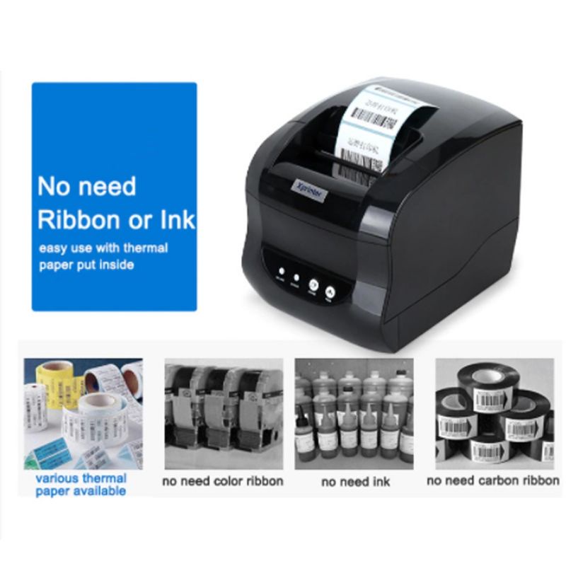 Printer Barcode Thermal Label Resi XPRINTER XP-365B Bluetooth+USB 80mm