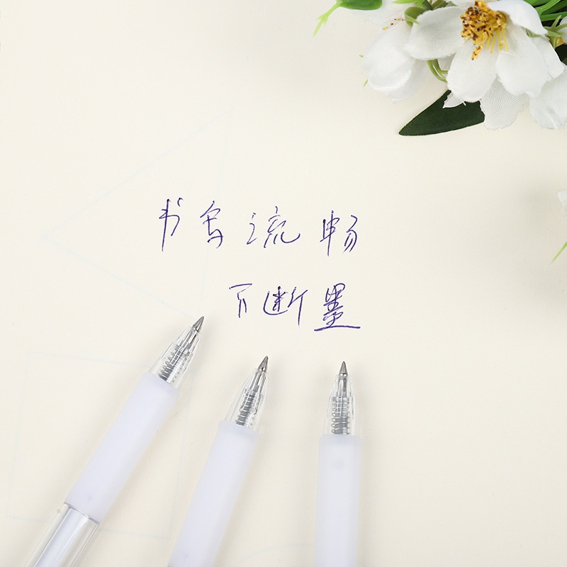 5pcs Transparent Bullet Point Gel Pen Press Pen Black Blue Ink Refill Stationery for School Office