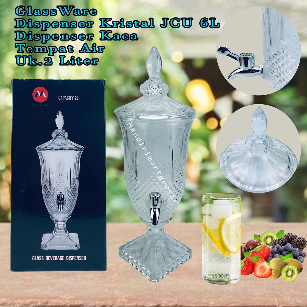 Dispenser Kristal JCU 6L *GlassWare * Dispenser Kaca * Tempat Air 2 Liter