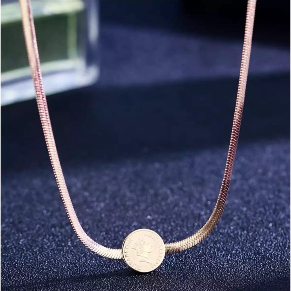 Kalung Titanium Rantai Rose Gold Liontin Bulgari Rose Gold / Accesories Fashion Titanium Asli Anti Luntur / Kalung Lapis Emas 18K / Terbaru