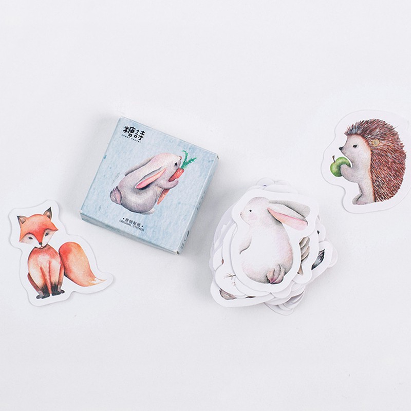 

45Pcs Stiker Desain Binatang Hutan Model DIY untuk Scrapbook