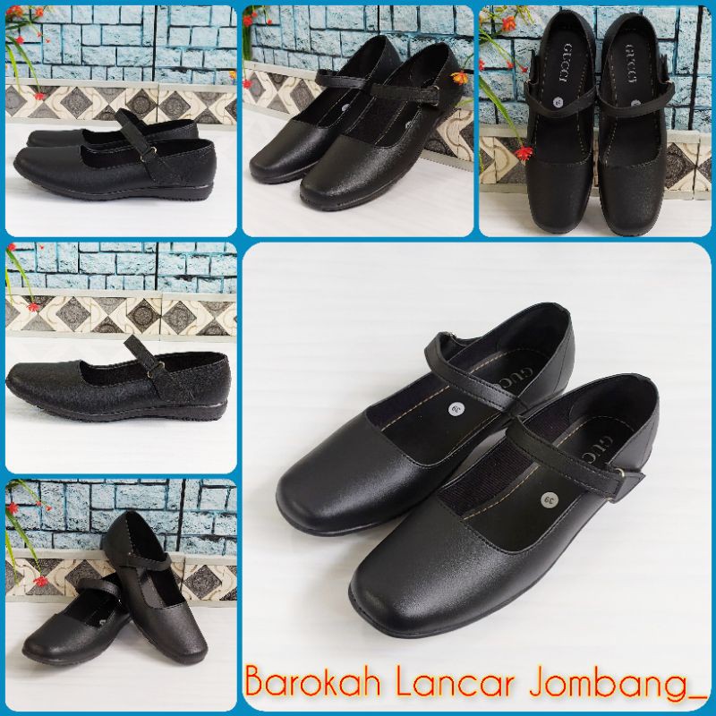 Sepatu Pantofel Wanita Flat Hitam Polos Formal Guru Sekolah Kantor Kerja size 37-41 PB 02 TREPES