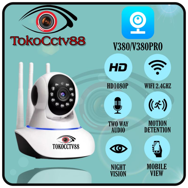 IP CAM CCTV V380 3 Antena IP Kamera Security Wireless Night CAM 8MP IP Cam Baby Camera