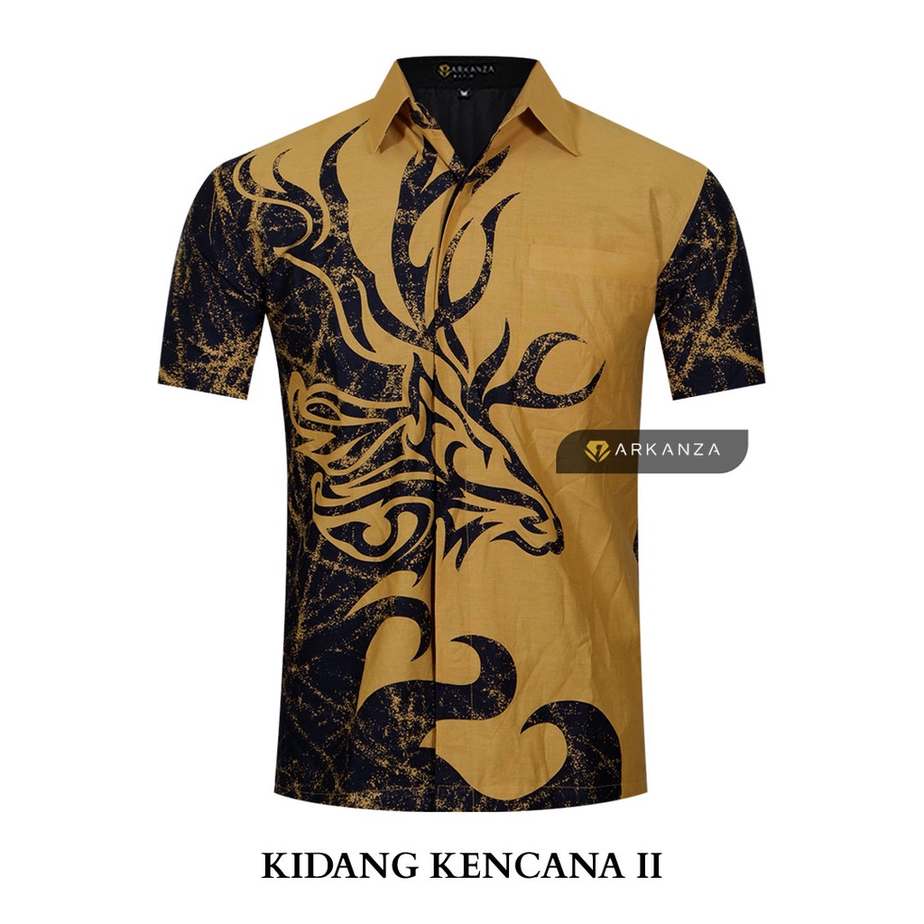 BATIK ARKANZA Motif KIDANG KENCANA Hem Atasan Kemeja Baju Batik Pria Cowok Laki Laki Slimfit Full Lapis Furing Lengan Panjang Lengan Pendek Original Asli