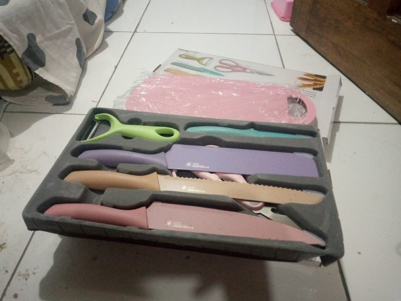 Pisau Set 6in1 Evcrierh Stainless Dilapis Anti Lengket Peralatan Masak Pisau Slot