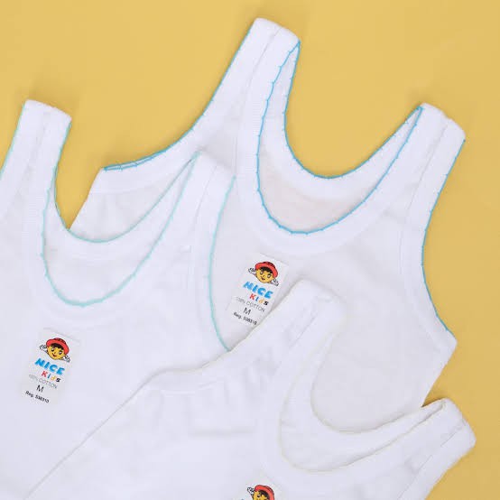 3 Pcs Kaus Dalam Anak NICE KIDS SNI - Singlet Anak Putih Polos Tidak Berjaring