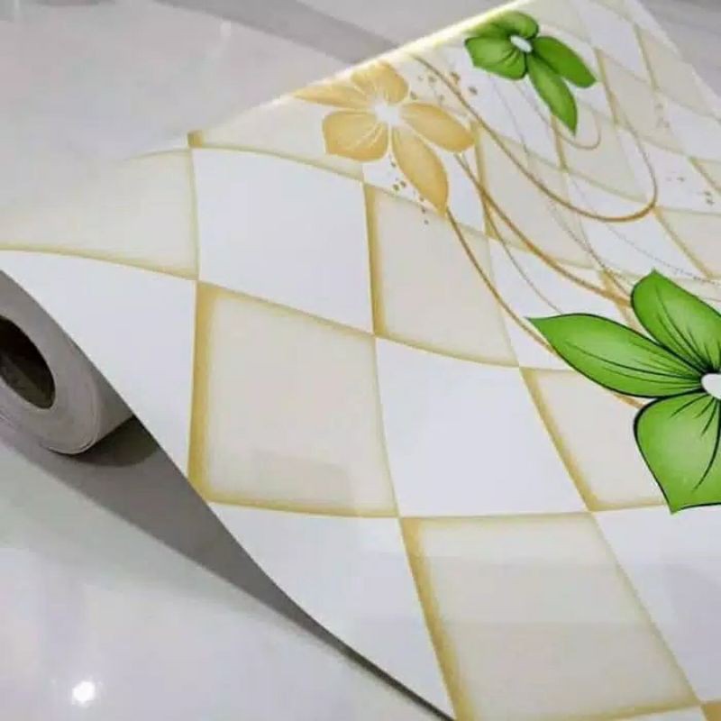 Wallpaper Dinding Motif Ranting Daun Hijau Ukuran 10 Meter x 45 Cm